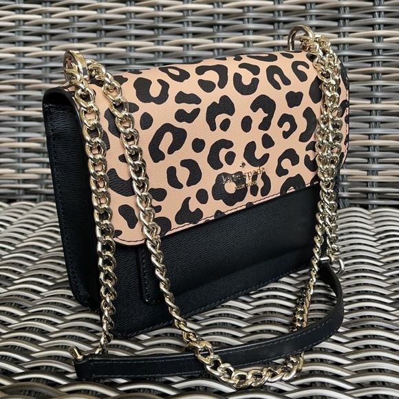 Kate Spade NY remi graphic leopard print pattern flap chain crossbody - Picture 1 of 16